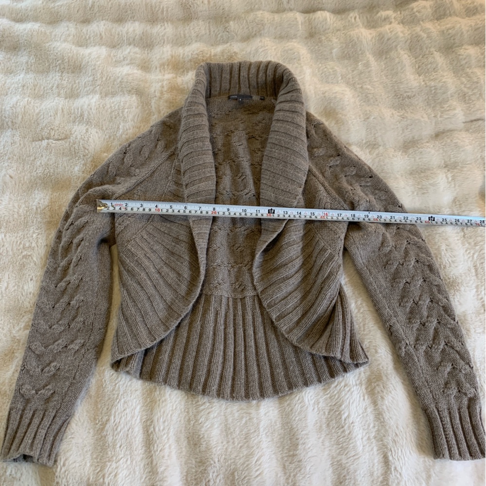 Vince Taupe Cable-Knit Shawl Collar Sweater